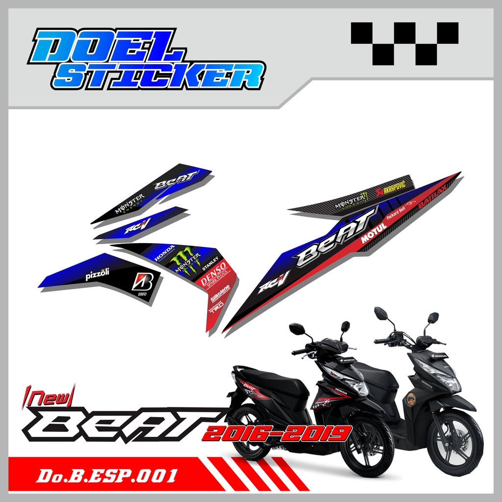 Striping Beat Street / Beat Fi Esp / Beat Fi New 2016 2017 2018 2019 -Sticker variasi motor beat 001