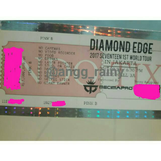 Tiket Konser Seventeen Diamond Edge in Jakarta 2017 Pink B Section