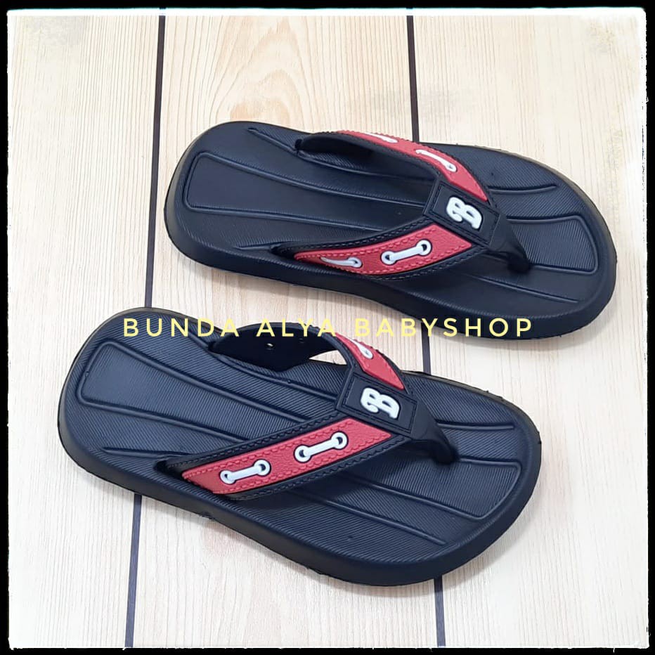 Sendal Anak Laki Jepit Karet Usia 3 4 Tahun Size 24 - 27 HITAM - Sandal Jepit Anak Cowok Balacca Anti Licin Karet