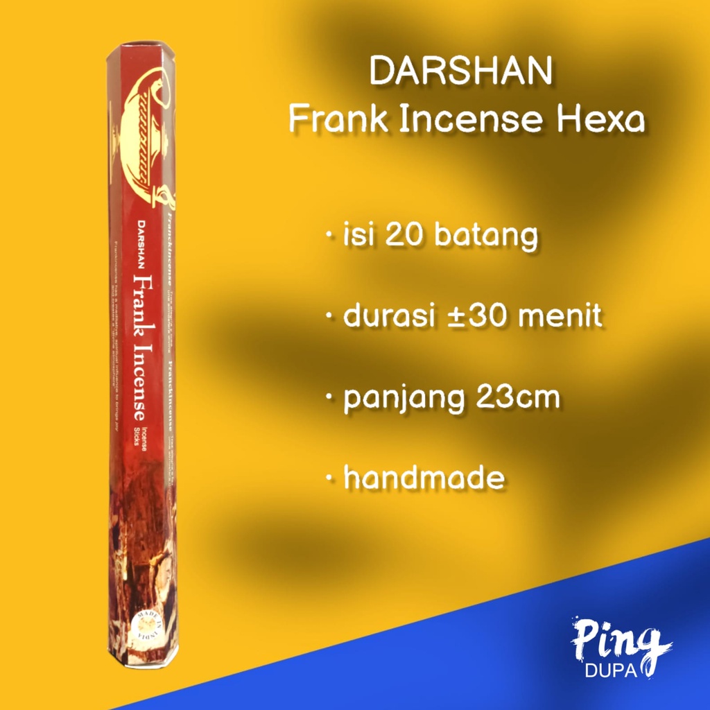 Dupa Ketulusan Frank Incense Hexa Handmade Isi 20 Batang Hio by Darshan India