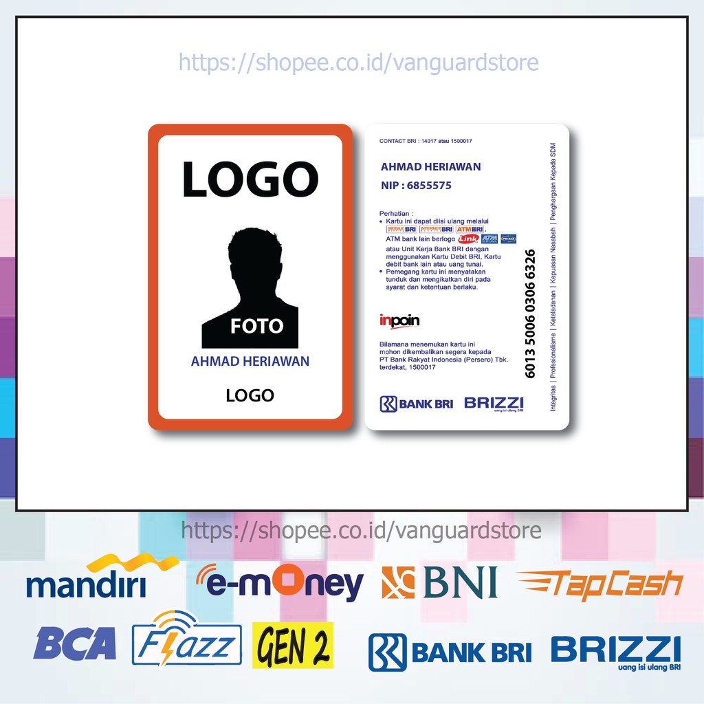 KARTU E MONEY E TOLL ID CARD LIS OREN BRI 14 EMONEY MANDIRI FLAZZ BCA TAPCASH BRIZZI BRI-2 SISI