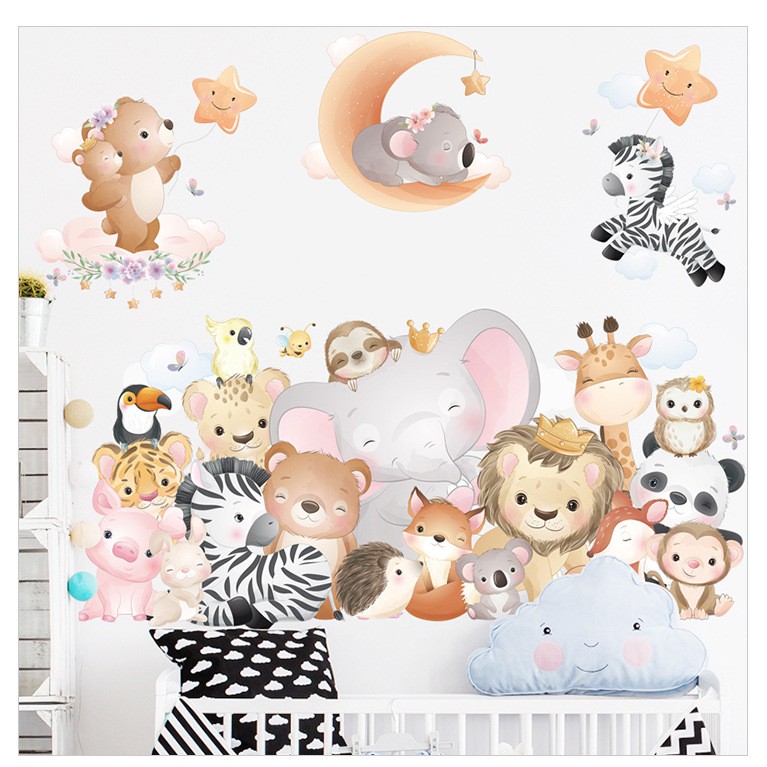 [GD] WALLSTICKER Q 97 98 99 100 101 STICKER DINDING TEMBOK KARAKTER KARTUN ROKET SINGA GAJAH KUDA