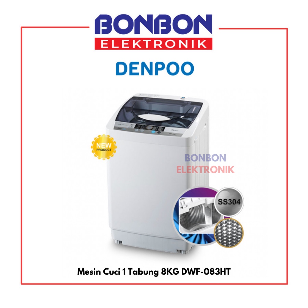 Denpoo Mesin Cuci 1 Tabung 8KG DWF-083HT / DWF 083 HT