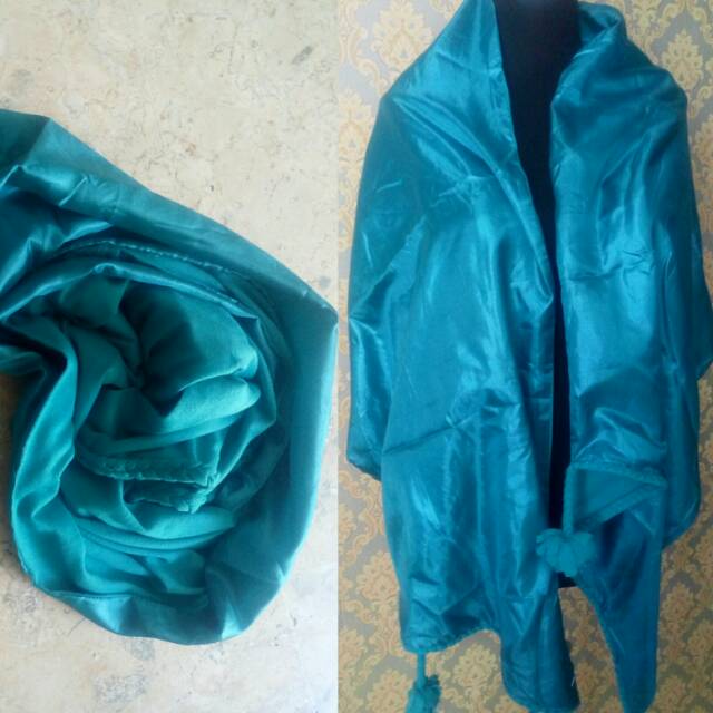 kerudung jilbab Pasmina Satin Hijau Tosca