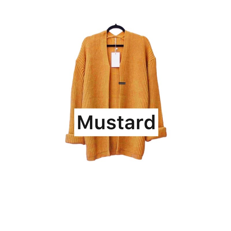 KARDIGAN RAJUT WANITA OVERSIZED / LOOCY POCKET CARDIE OVERSIZED PREMIUM-Mustard