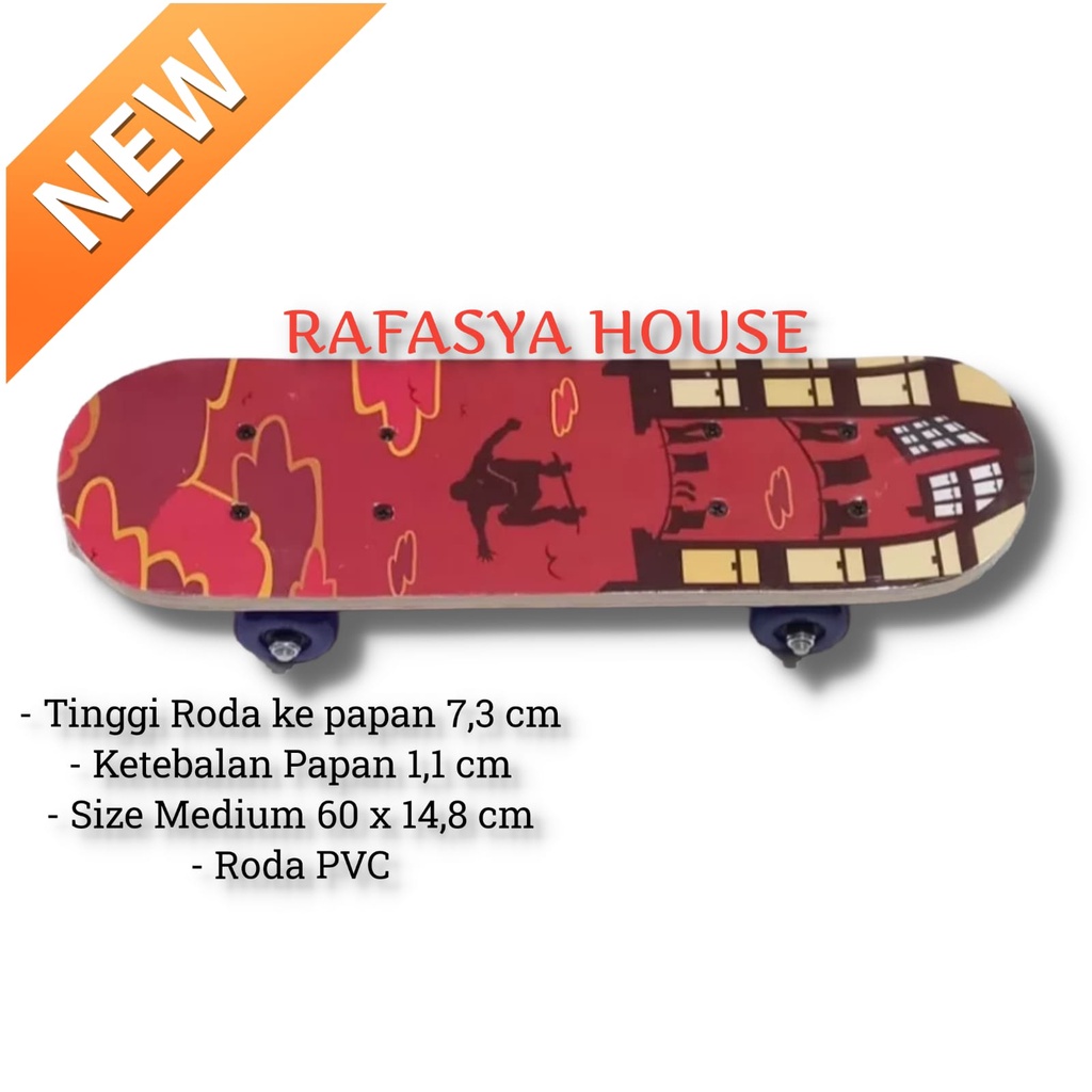 Mainan Skateboard Full Set Medium Kids Kayu Canada Papan Roda PVC 024-06 1705