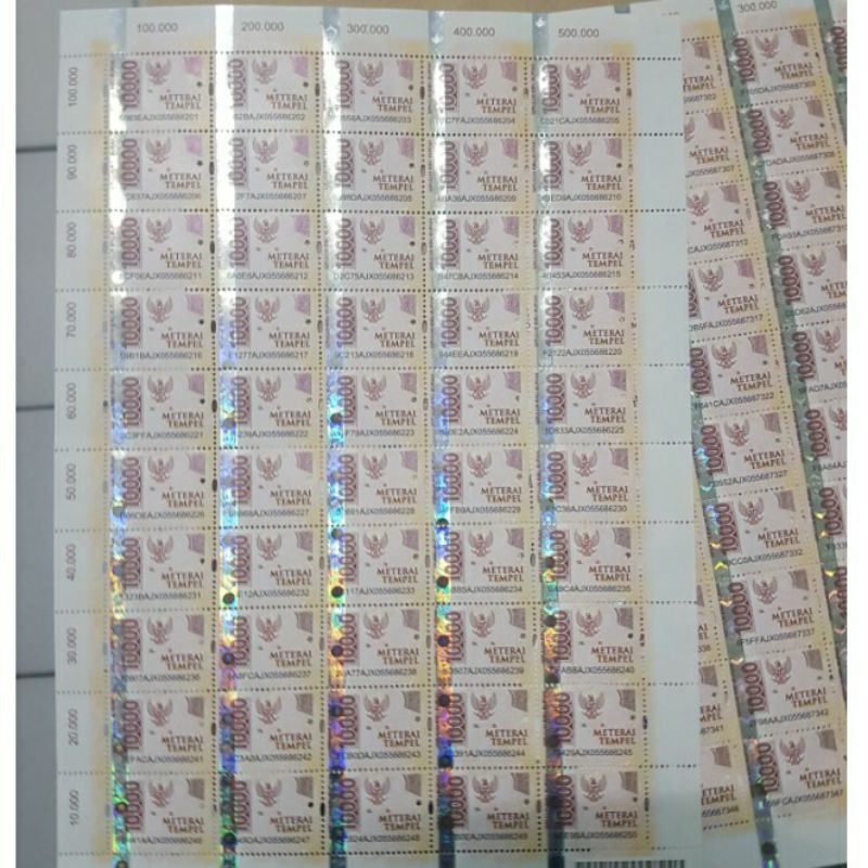 

materai 10.000 asli (50pcs) 1lembar
