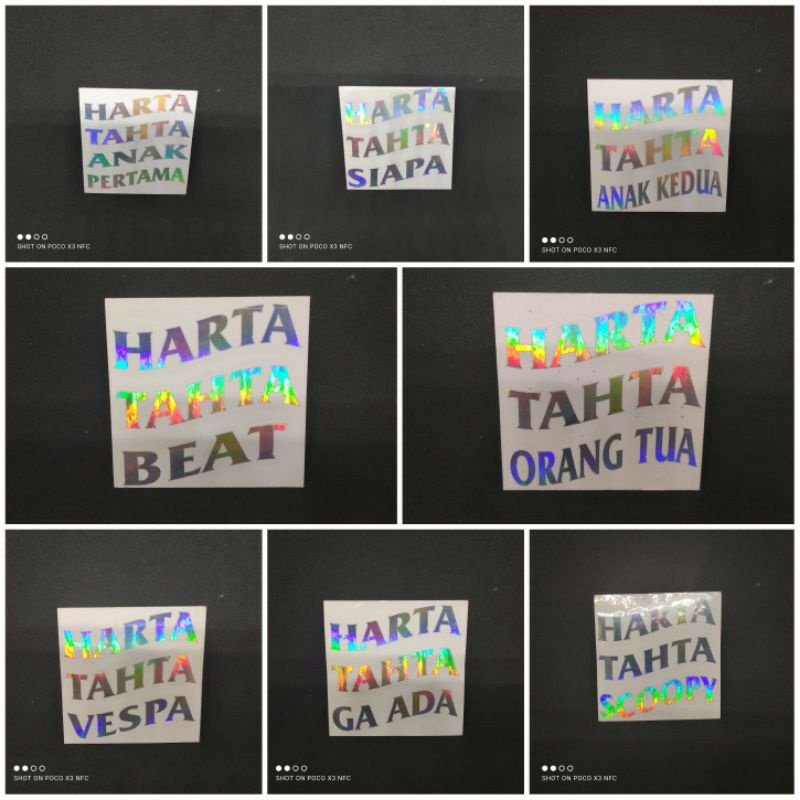 stiker HARTA TAHTA NAMA, stiker Cutting buat Motor Mobil