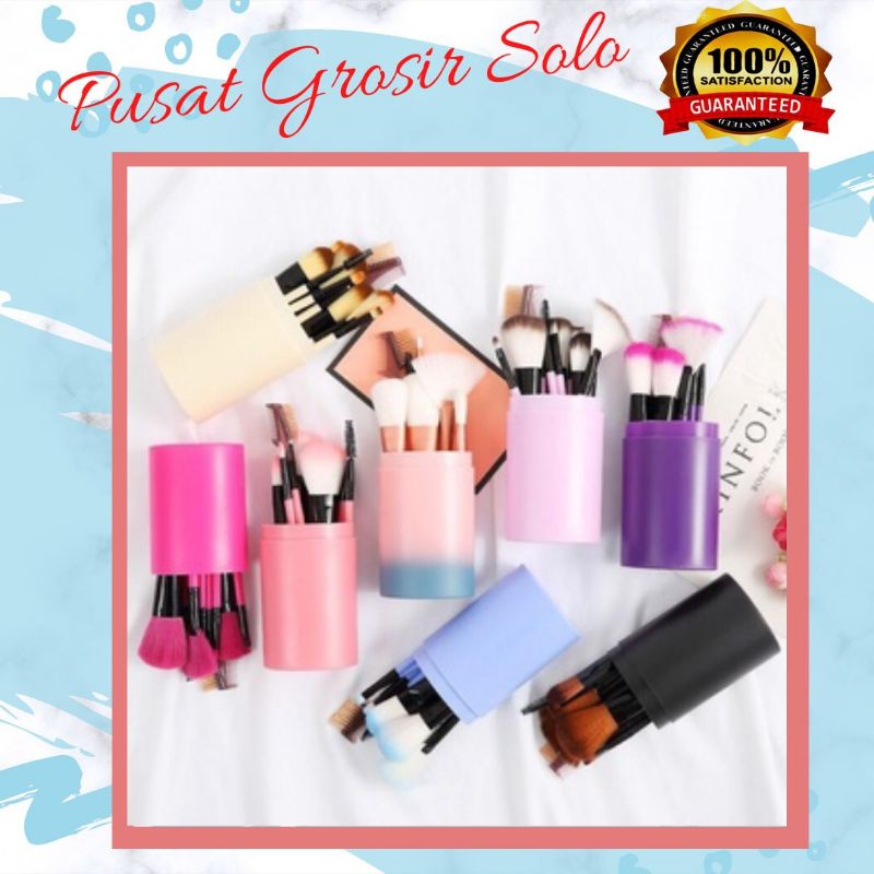 Set Kuas Make Up 12 in 1 – AC 129 – Alat peralatan paket brush tas make up makeup set kosmetik lengk