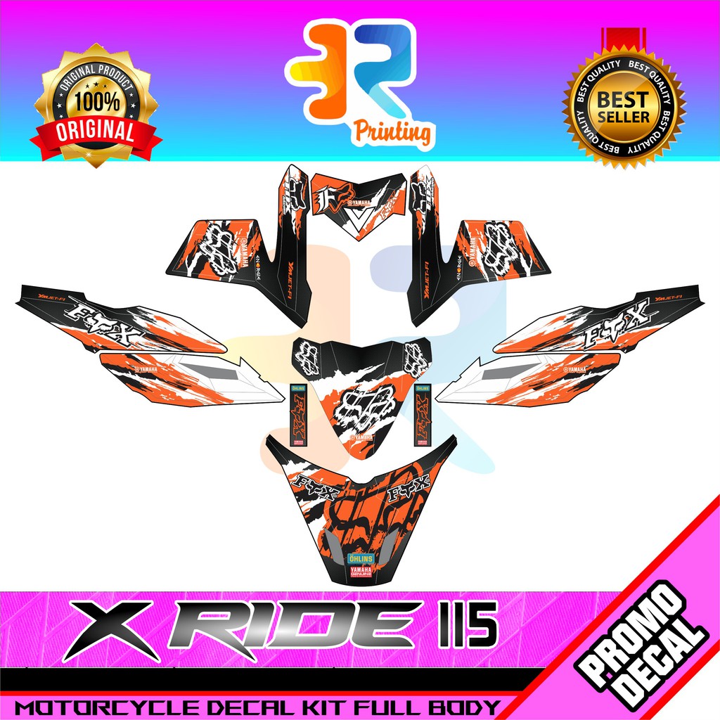 STIKER DECAL STRIPING MOTOR X RIDE 115 FOX CARBONE STICKER LOGO EMBLEM XRIDE FOX CARBONE FULL BODY