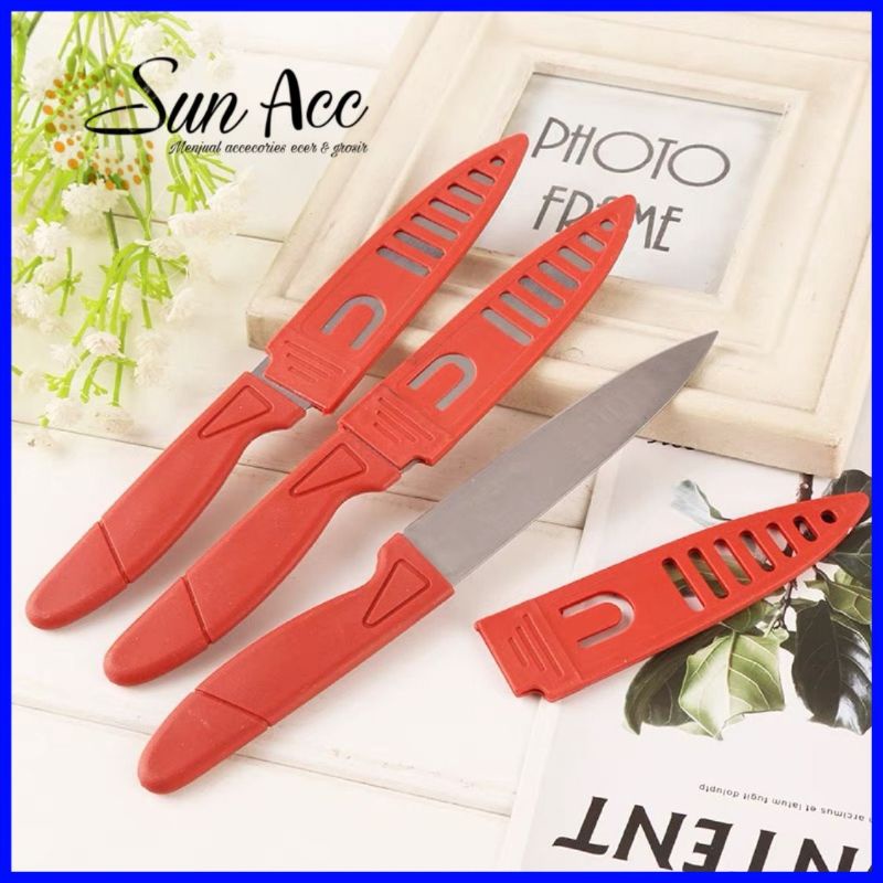 (SUN) PISAU DAPUR STAINLESS SARUNG PELINDUNG ALAT KUPAS BUAH MINI POTONG SAYUR KNIFE TAJAM SERBAGUNA