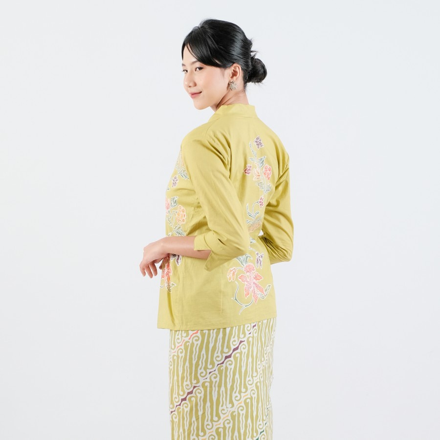 Kebaya Batik Encim Malia Lengan 7/8 Meradelima Katun Hijau