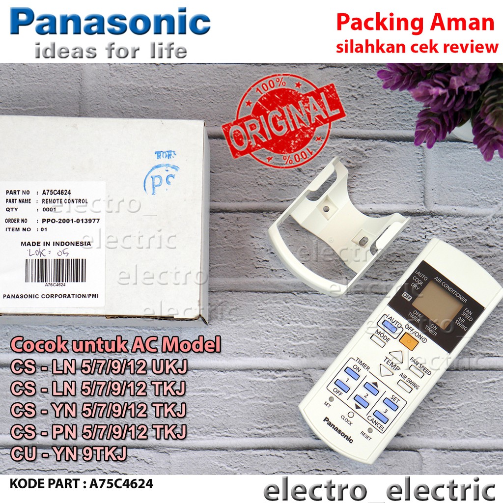 Remote AC Panasonic Type CS-LN 5/7/9/12 UKJ/TKJ CS-YN/PN 5/7/9/12 TKJ CU-YN 9TKJ