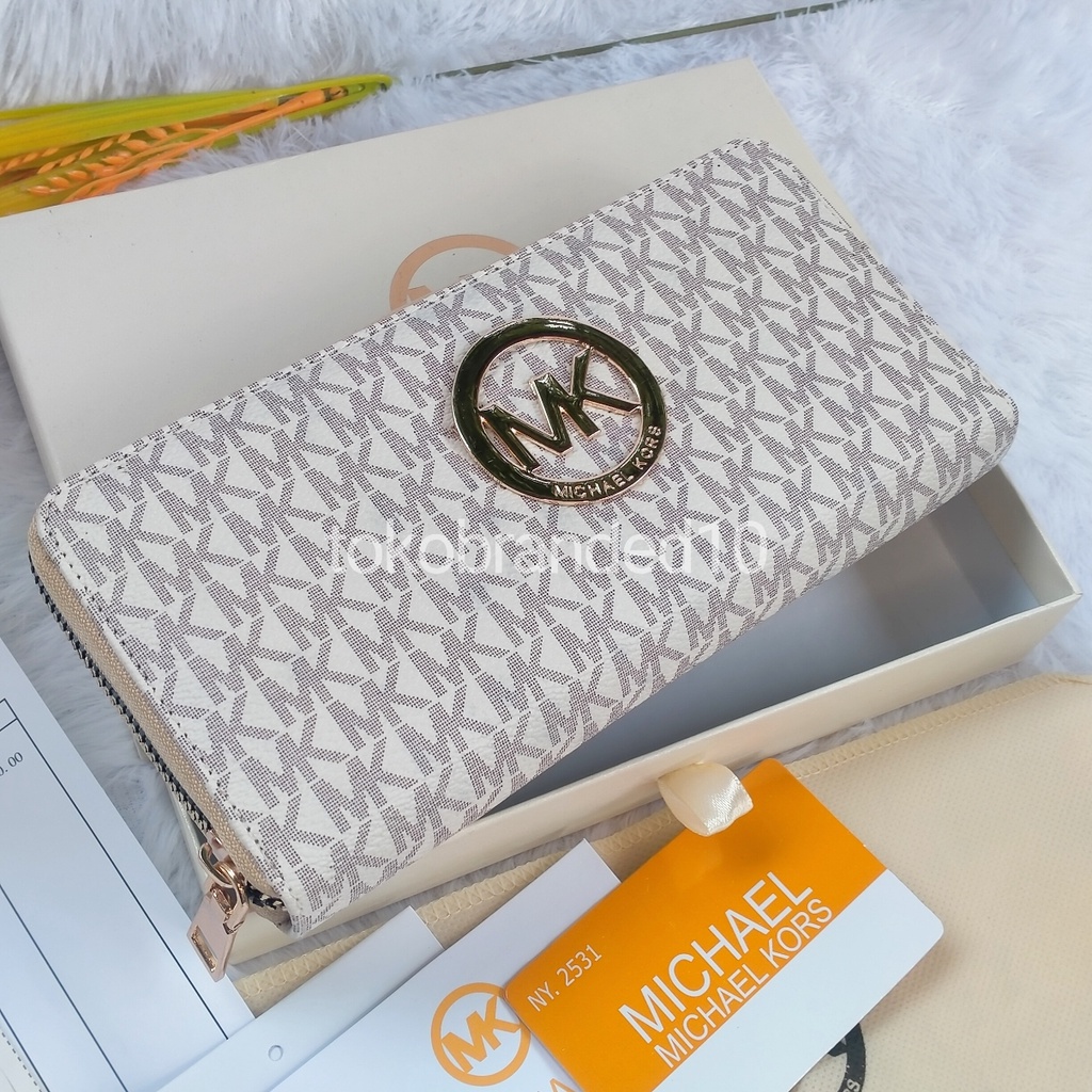 DOMPET WANITA EMKA M1CHAEL K0RS RESLETING LONG WALLET FREE BOX+PAPERBAG