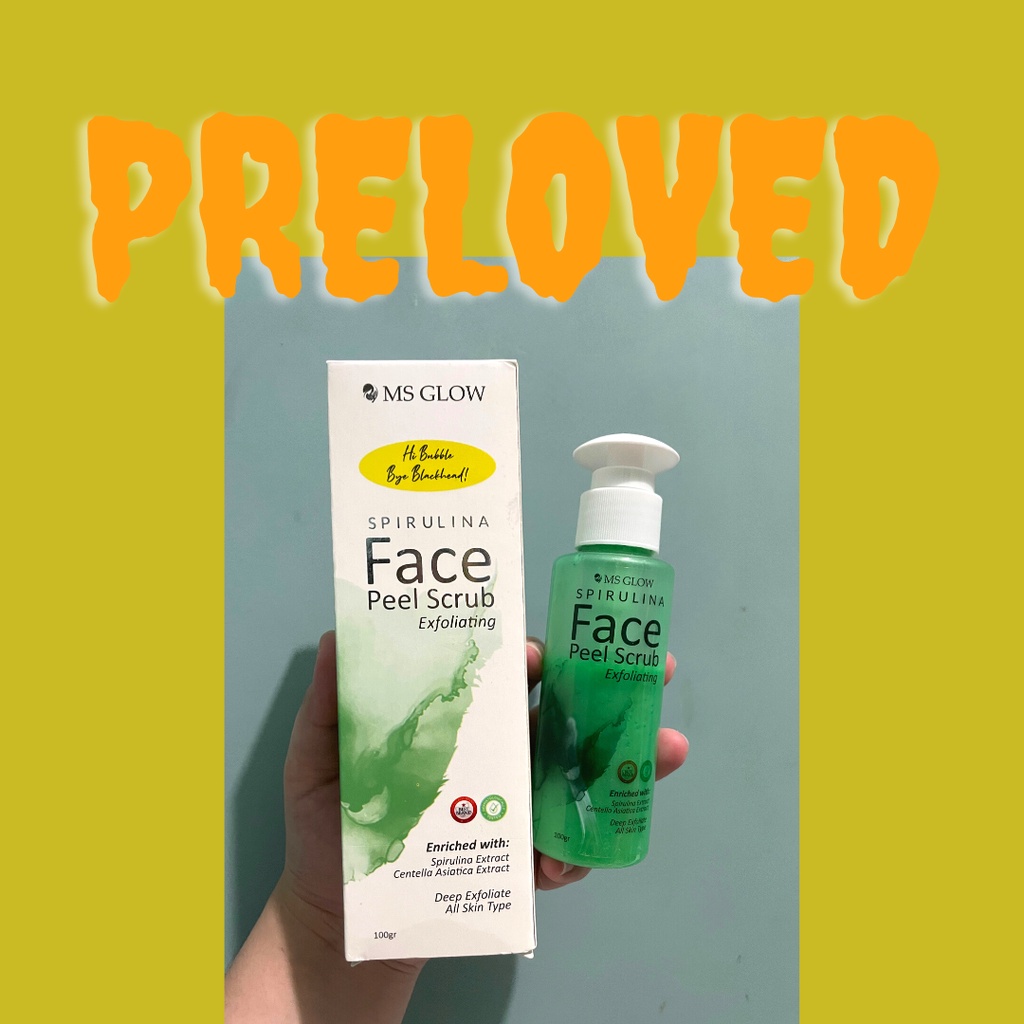 PRELOVED MS GLOW SPIRULINA FACE PEEL SCRUB EXFOLIATING BYE BYE BLACKHEAD BUBBLE 100ML
