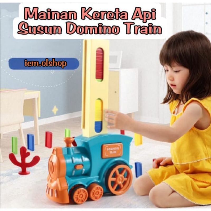 Mainan domino train include 60pcs domino/mainan anak penyusun domino