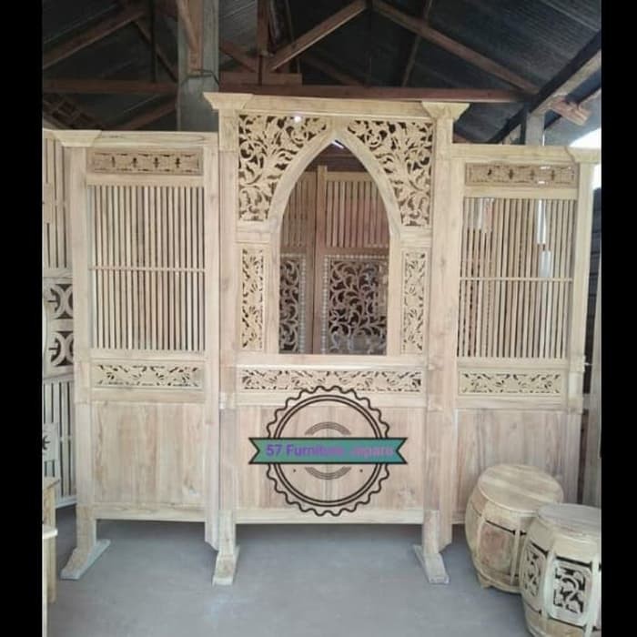 Sketsel pintu penyekat ruangan Partisi model antik kuno jati mentahan