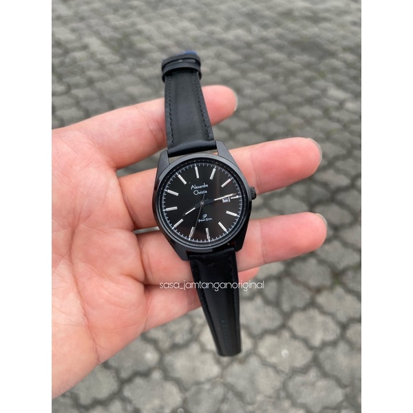 Jam Tangan Alexandre Christie Ac 1025 Original Black kulit Cewek