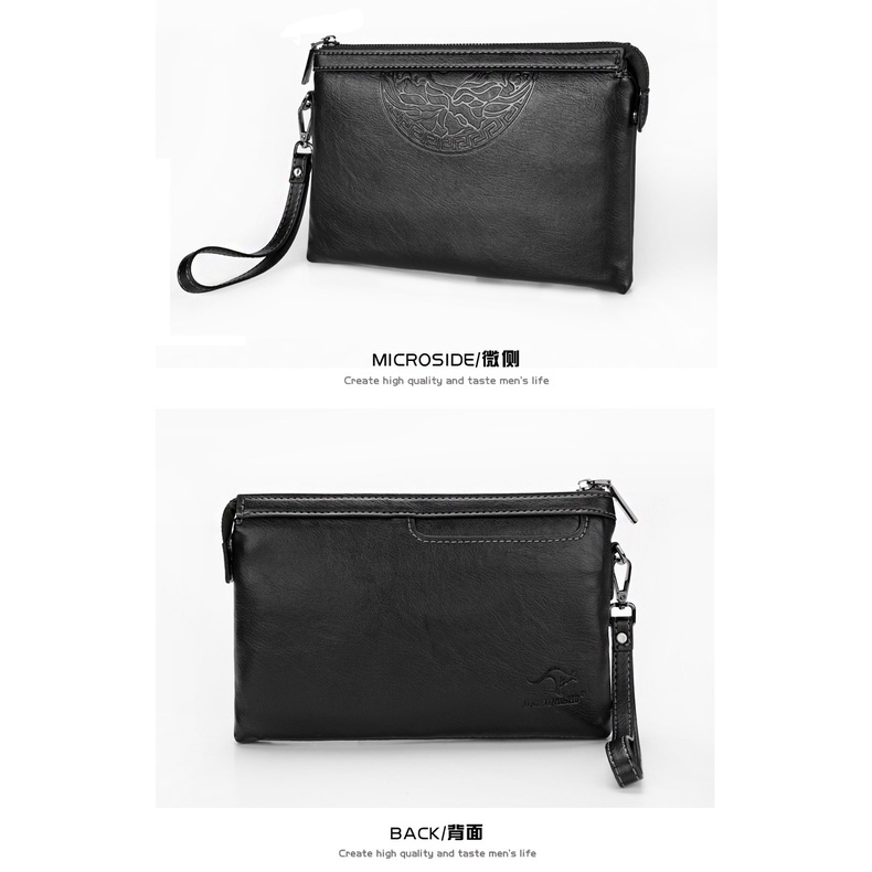 [KULIT PREMIUM] Junzidaishu Tas Dompet Kulit Imort Pria dan Wanita Handbag Clutch Unisex Casual Style