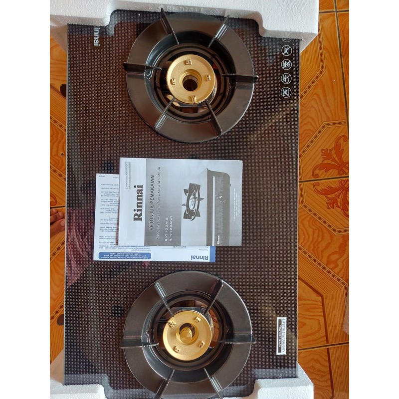 Kompor Rinnai 2 Tungku RI 712GA B/W Api Besar Tempered Glass