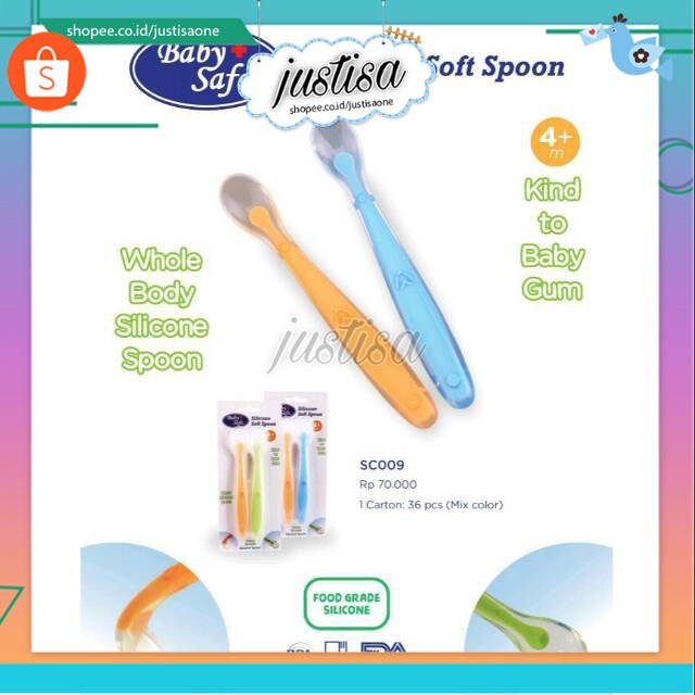 Promo !! Sendok Silicone (Baby Safe - Silicone Soft Spoon Set 2pcs SC009)-sendok silicon murah