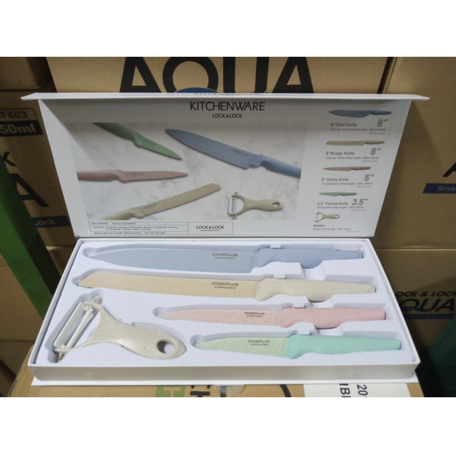 LOCK & LOCK KITCHENWARE COOKPLUS KNIFE SET PASTEL GIFT SET PISAU DAPUR