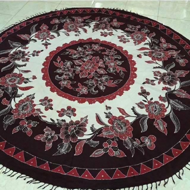 Taplak Meja Makan Bulat Bundar 6 Kursi Batik Tulis