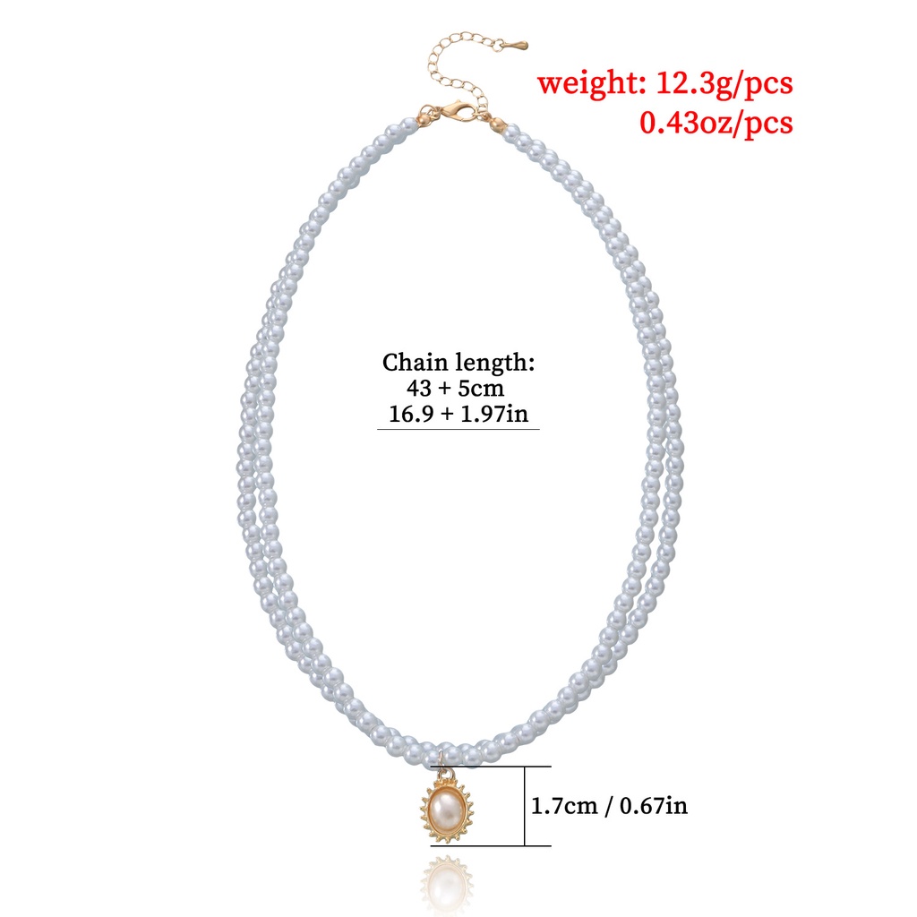 IFYOU Kalung Rantai Liontin Mutiara Warna Silver Untuk Wanita