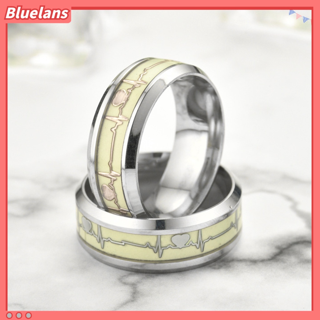 Bluelans Ring Exquisite Heart Electrocardiogram Pattern Stainless Steel Wedding Simple Finger Jewellery