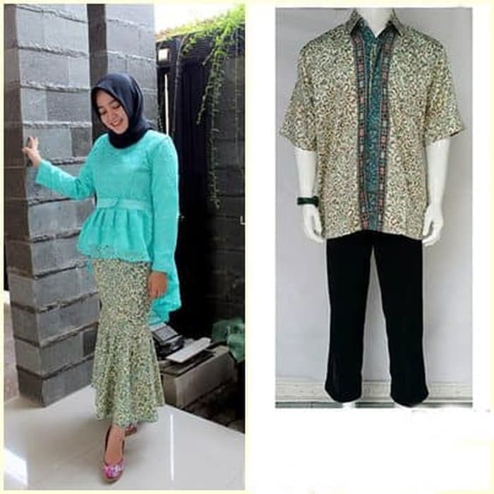 couple kebaya brokat aurora plus kemeja