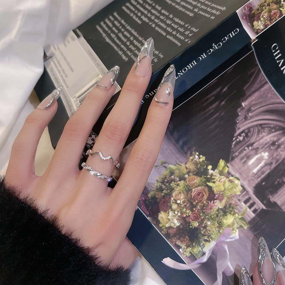 Mxbeauty Cincin Terbuka Wanita Elegan Jepang Mini Pesta Mewah Keren Perhiasan Fashion