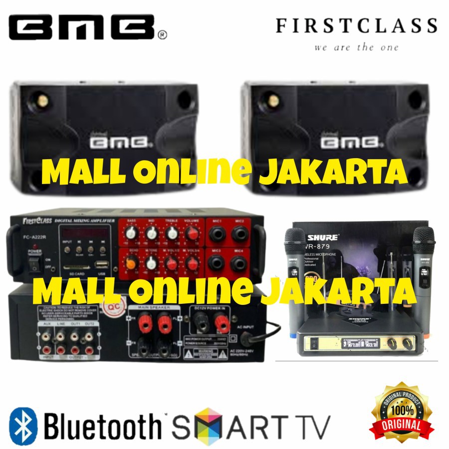 Paket Sound system karaoke Bmb 8 inch Mic wireless Original