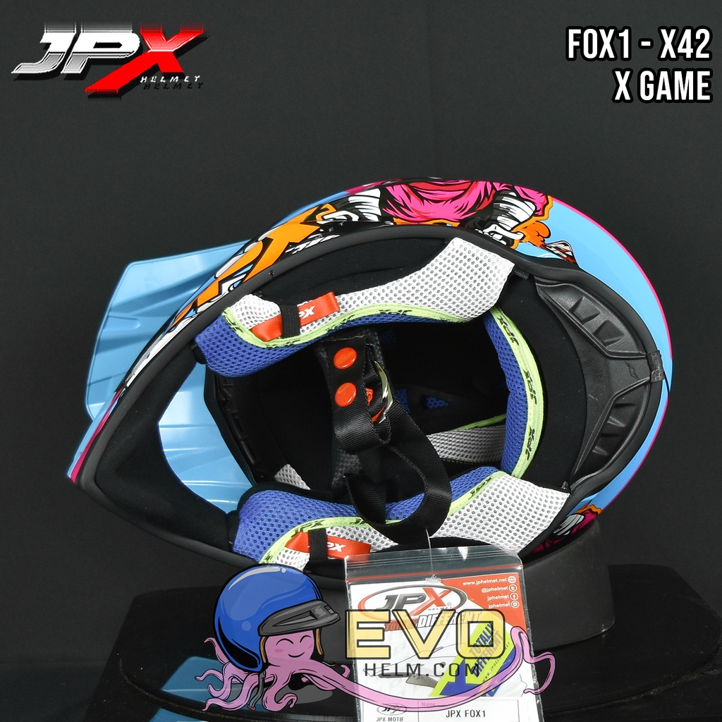 HELM JPX X42 SUPERBLACK CROSS_FOX1 + GOOGLE SNAIL (ONGKIR 2 KG) HELM JPX X42 X-GAME HELM CROSS