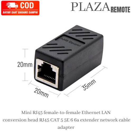 KonneKtor sambungan head RJ45  extender network cable adapter female-to-female Ethernet LAN RJ45 LURUS