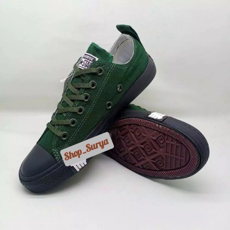 [Bisa COD] Sepatu Convers Al Star Hijau Army Pox. Black