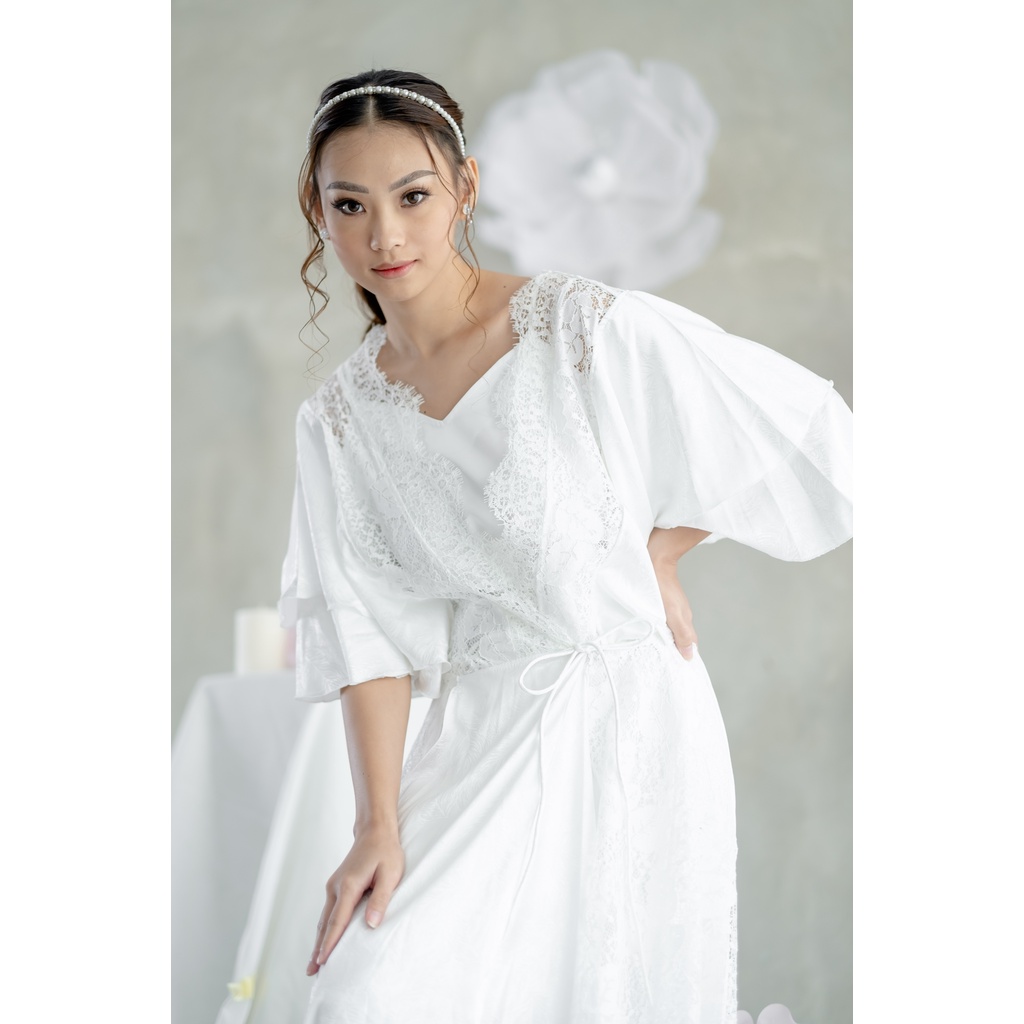 Lorine Slit Robe - FAE Collection- Kimono Pengantin Bride Robe Maternity Robe Premium Wedding Robe