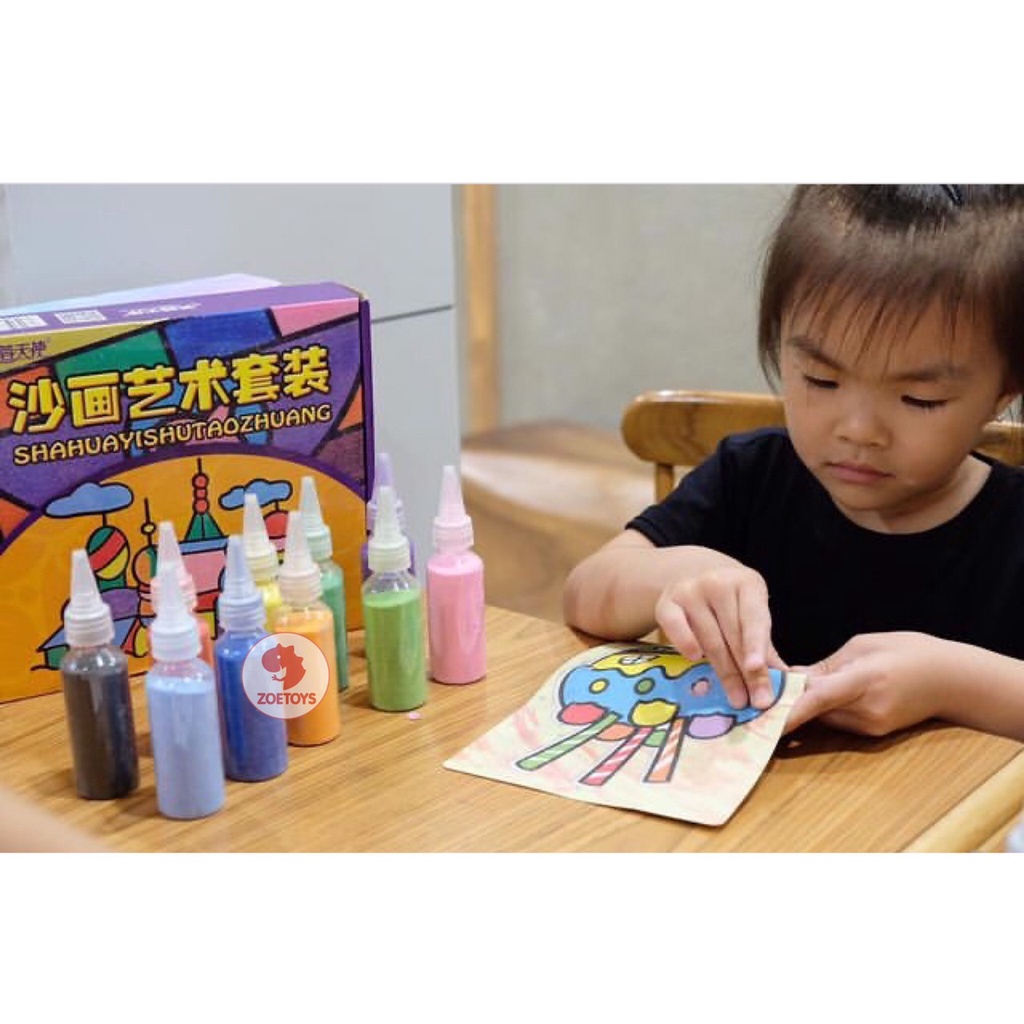 Zoetoys Sand Painting Set With Box | DIY Melukis Pasir  Menggambar Prakarya mewarnai | Mainan Edukasi Anak Cari kado Natal