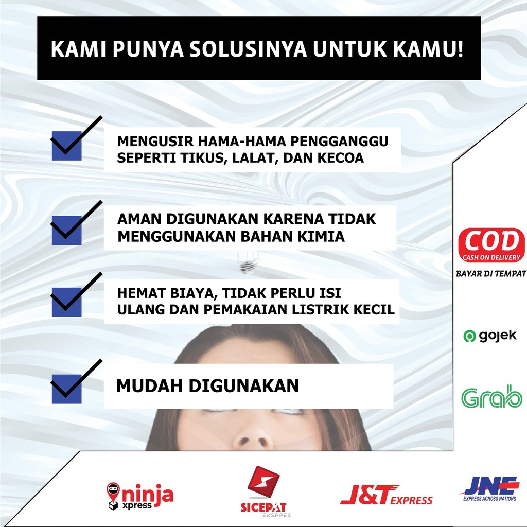 Alat Pembasmi Hama Tikus Nyamuk Kecoa Lalat Serangga Elektrik Pest Reject Ultrasonik Tanpa Kimia PV2