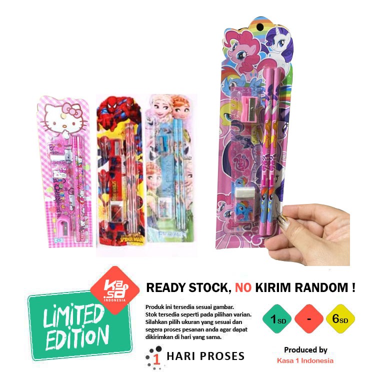 Paket Alat Tulis 5 in 1 Set Karakter Anak TK / SD Kecil