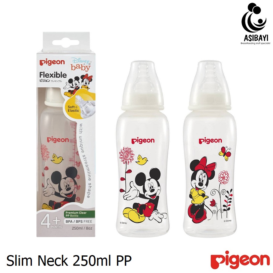 Pigeon Disney Baby Slim Neck 250ml PP Bottle Flexible Botol Susu