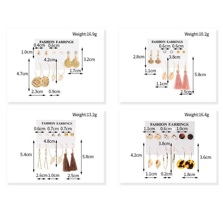 Pengiriman Lokal 12 PCS / Set 10 Gaya Logam Set Anting Angin Pasang Pengait Telinga Untuk Anting