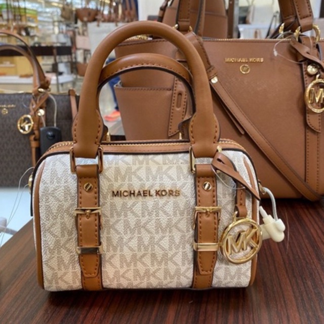 MICHAEL KORS MK Bedford Legacy Extra-Small logo Duffle Crossbody Bag vanilla acorn