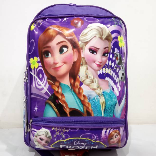 Promo Tas Anak Wanita Sekolah SD TK Motif Frozen Saku Ungu Bahan Polyester Murah Meriah