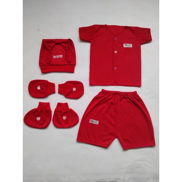 Setelan Baju Celana Bayi Newborn Lengan Pendek+Topi STK