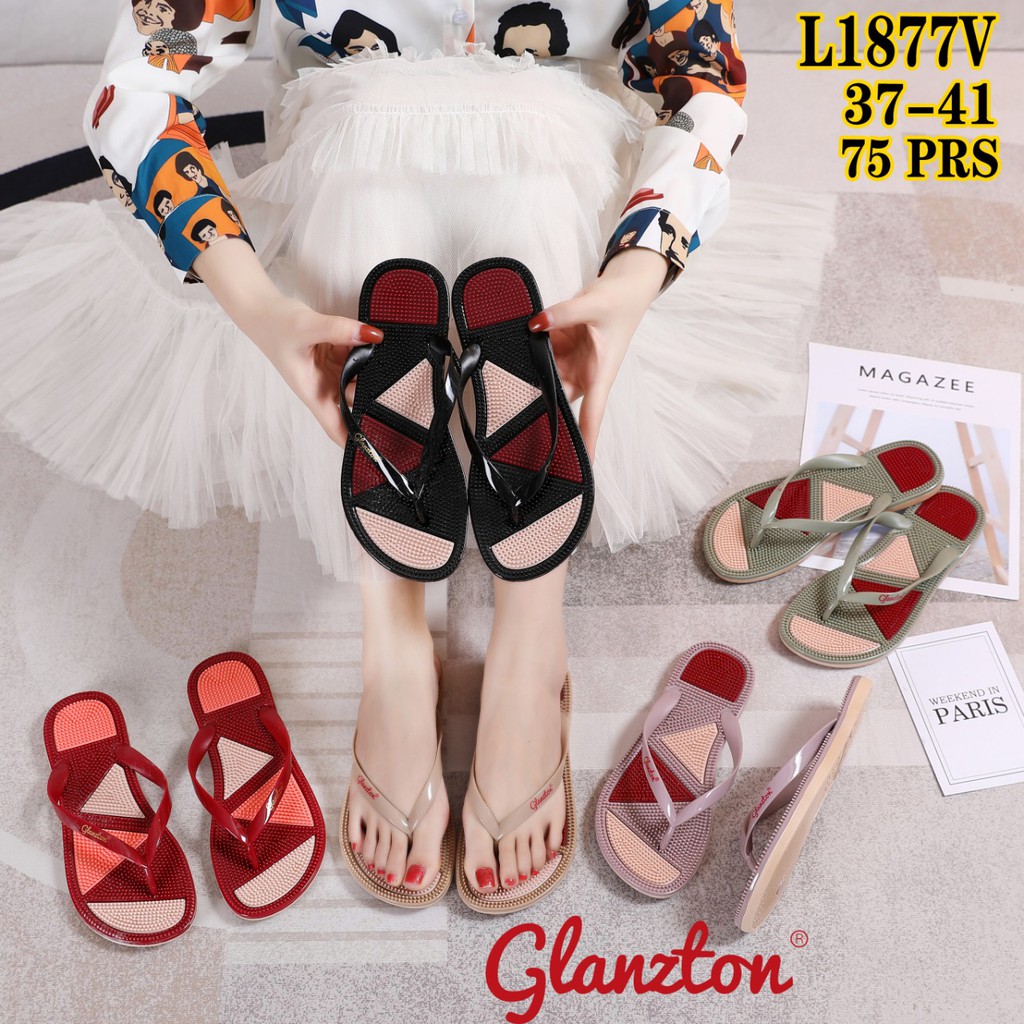 GG Sandal Jepit Wanita Motif Segitiga Glanz L1877