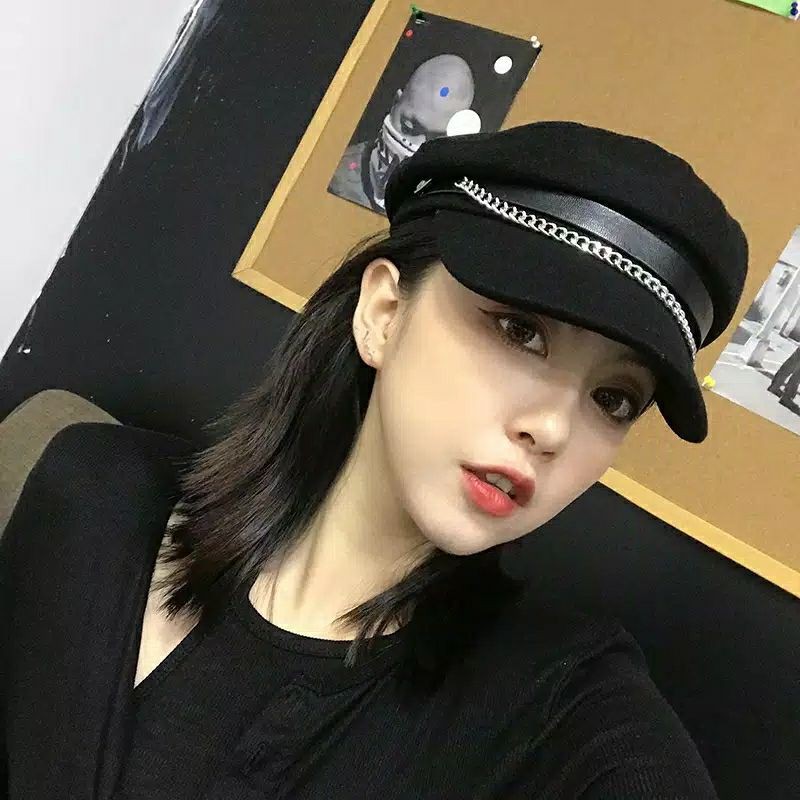 Topi Wanita Korea Police Rantai Oktagonal