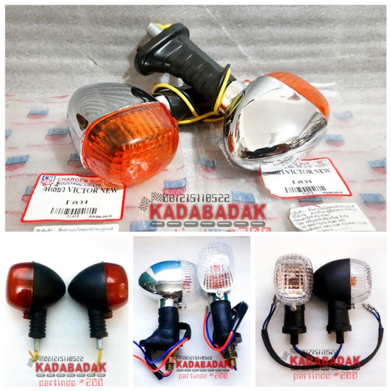 Set Macam2 Lampu Reteng Sen Sein Ninja 150 R RR SS Imitasi KW Hitam Krom Bening Kanan Kiri PNP Tiger