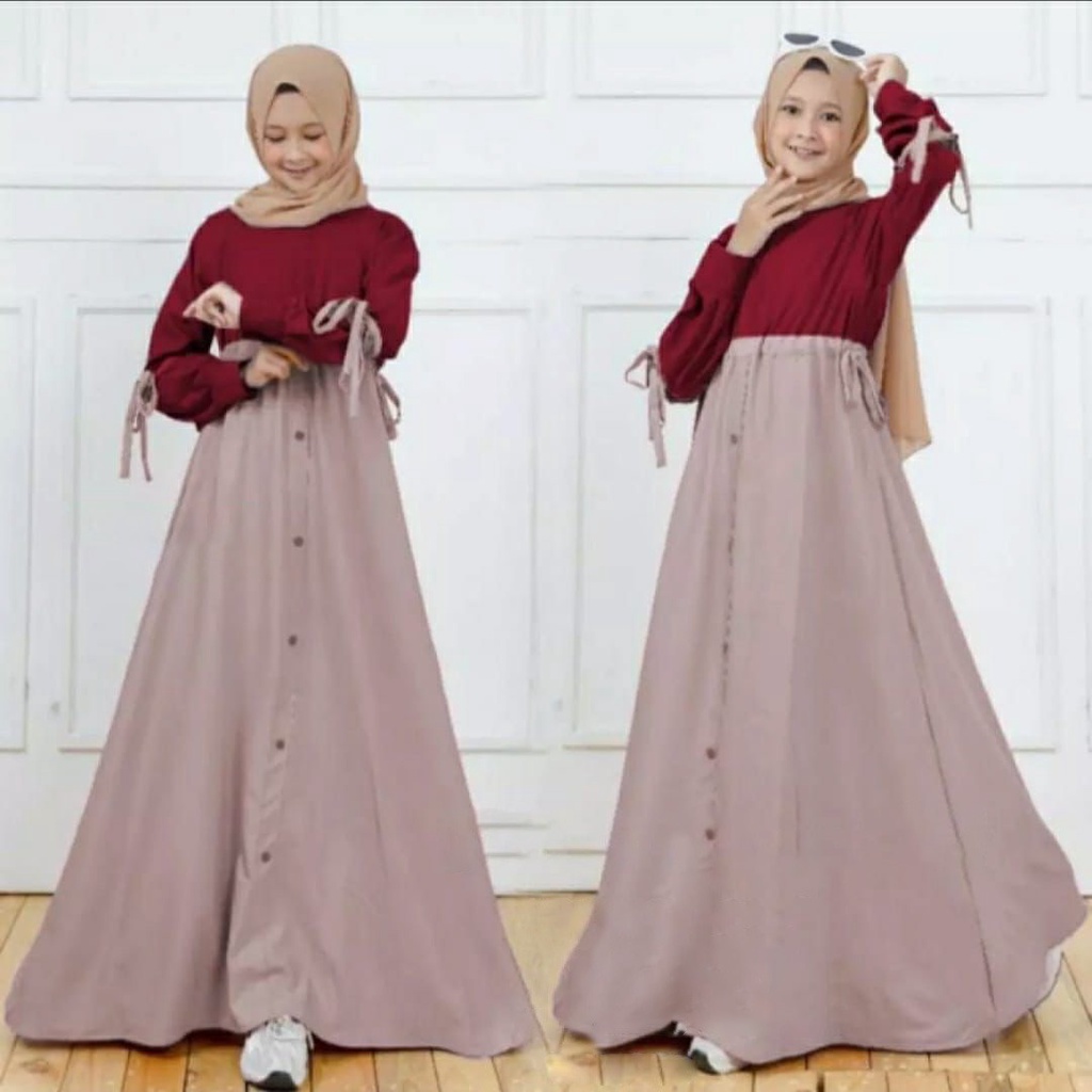 FenishaStore GAMIS ANAK TANGGUNG MAXI ZAINA KIDS USIA 12-14 TAHUN