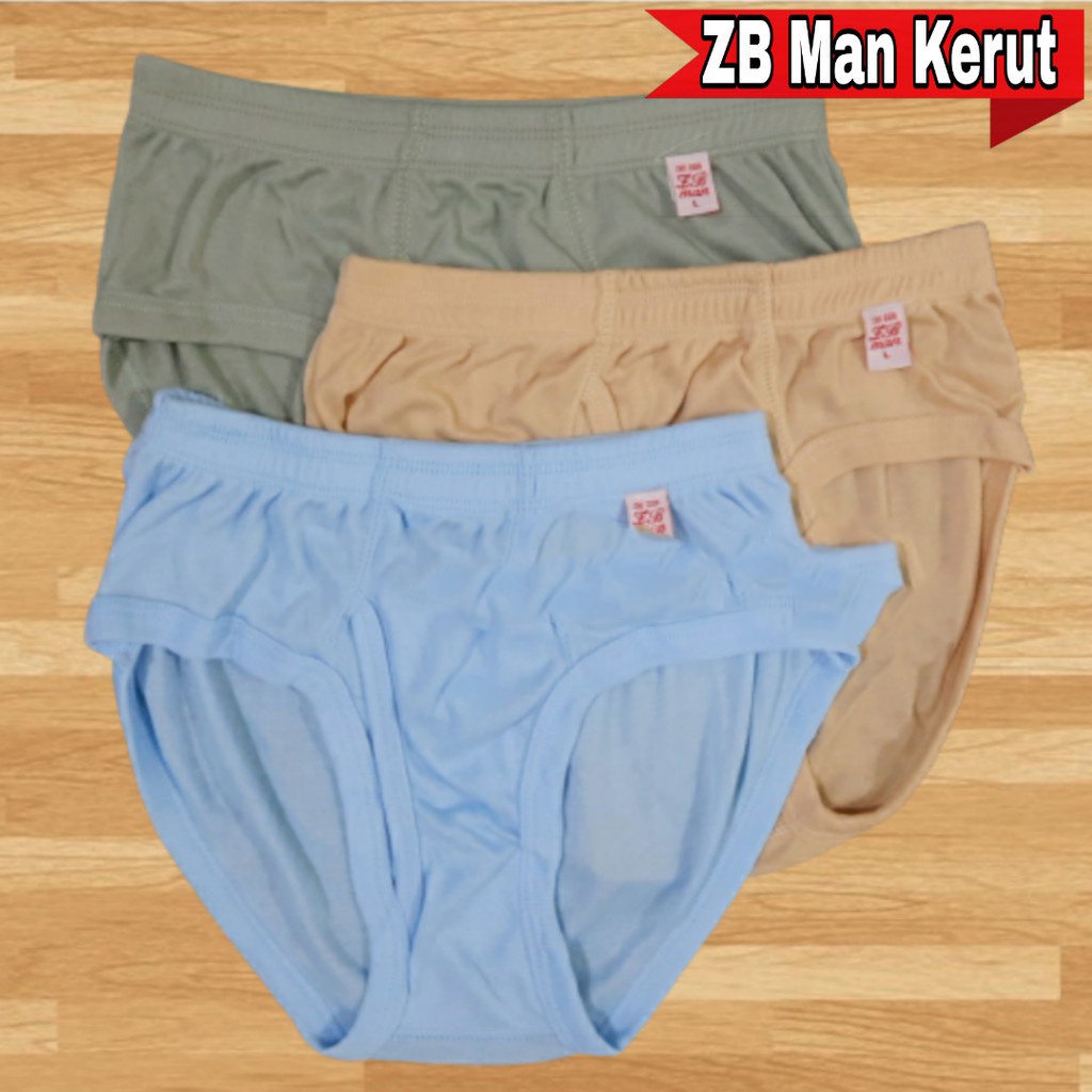 3 Pcs Celana Dalam ZB Man - Celana Dalam Pria Karet Biasa - Mix 3 Warna