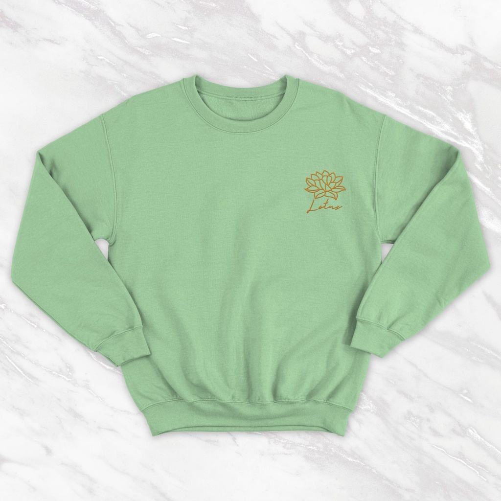 BORDIR SWEATER LOTUS CREWNECK SIZE M - XXL / SWEATER WANITA TEBAL / SWEATER BORDIR